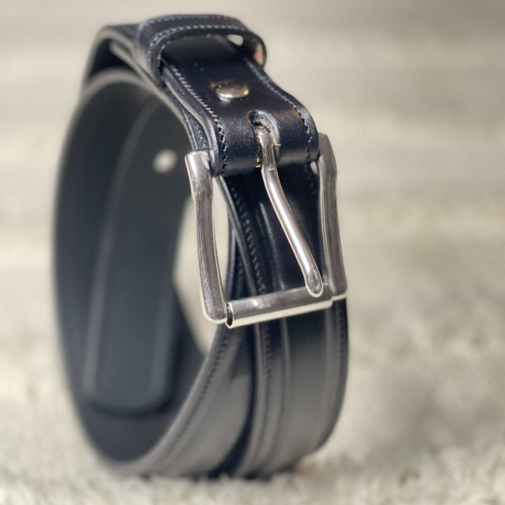 HANKS BELTS The Esquire Raised Black Men's Dress Belt Size 38 | 1.25"